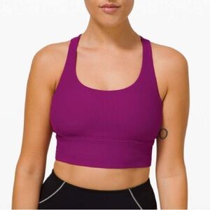 Lululemon Energy Bra Long Line Ribbed *Medium Support, B-D Cup in Deep Fuschia